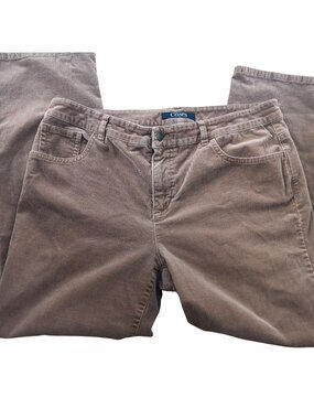 Chaps Petite Womens Corduroy Pants Size 12P Brown Straight Leg Casual 34x27